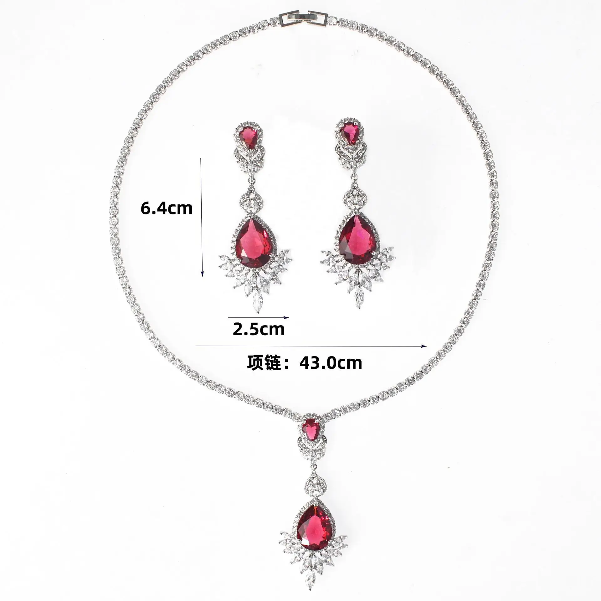 Flash White Ear Stud Retro High End Zircon New Wedding Necklace Set Versatile Banquet Accessories Sparkle