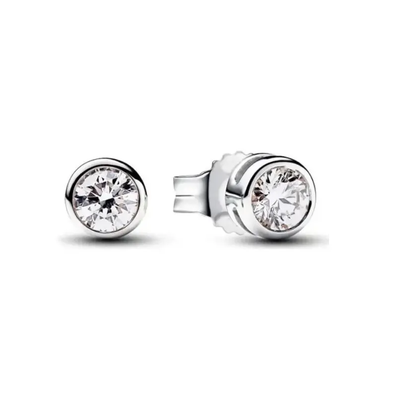 Charm S925 Silver Pear Stud Earrings Circular Zircon Love Pumpkin Car Five pointed Star Women Triple Stone Heart Jewelry Gift