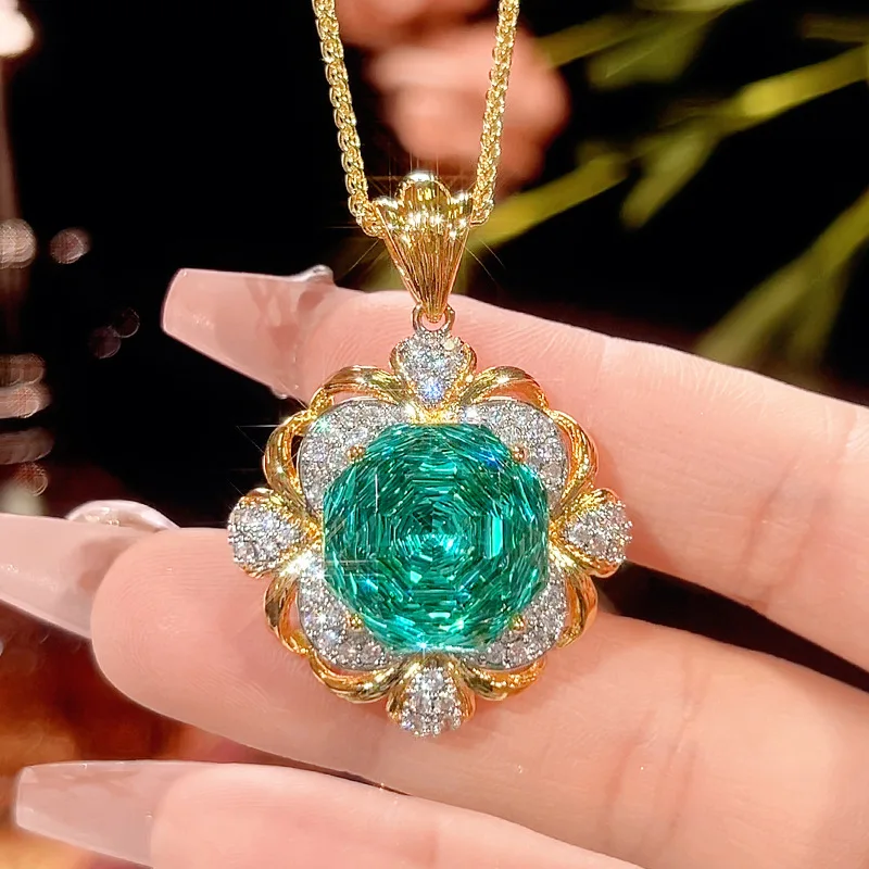 Para Green 16-14mm High Quality Zircon Vintage Brushed White Gold Plat