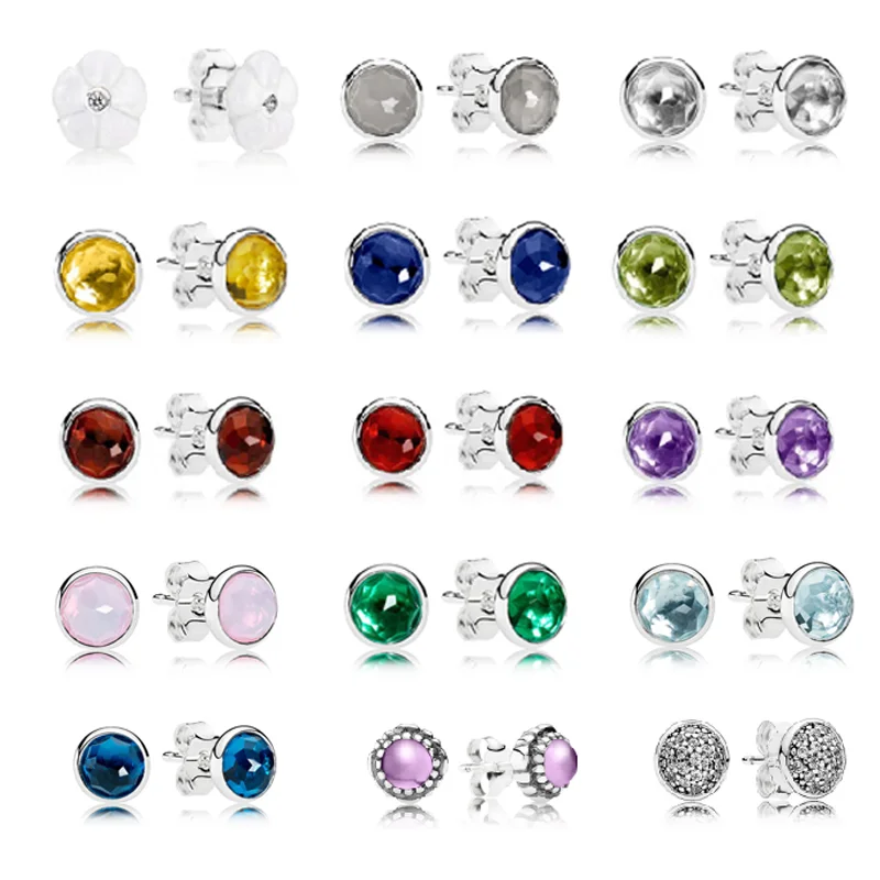 New In Copper Alloy Silver Plated Jewelry Gemstone August Birthstone Round Stud Earrings For Women Piercing Free Shipping Birthday Gift