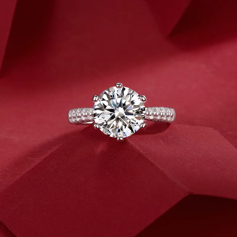 Elegant Six Claw 0.5ct 1ct 2ct 3ct D Color Moissanite Ring For Women S925 Sterling Silver Jewelry Real Certified Engagement Wedding Gift Lover