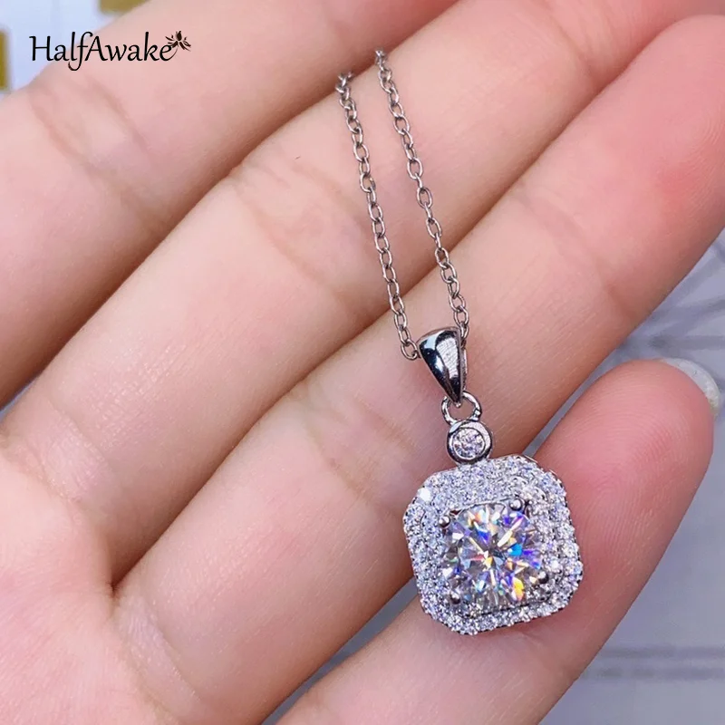 Delicate Halo Square Heart Cubic Zirconia Pendant Necklace For Women Popular Adjustable Chain Anniversary Gift Girlfriend