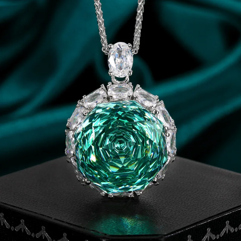 Rose Cut 18-16mm High Quality Zircon Para Green White Gold Plated Elegant Jewelry Set Bridal Wedding Trendy