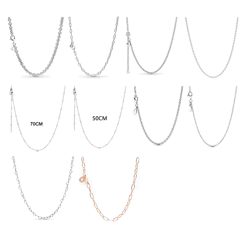 Copper Alloy Silver Plated Luxury Classic Rolo Cable Link Chain Necklace For Women Men Original DIY Beads Jewelry Making Free Shipping