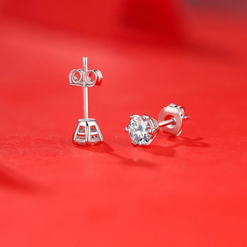 Classic Six Claw 1ct D Color Moissanite Earrings For Women Piercing S925 Sterling Silver Engagement Wedding Jewelry Accessories