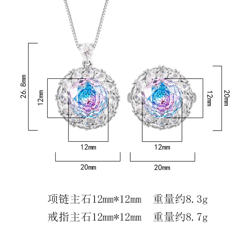Millennium Cut 12mm High Quality Zircon Gradient White Gold Plated Elegant Jewelry Set Bridal Party Gift Best Selling