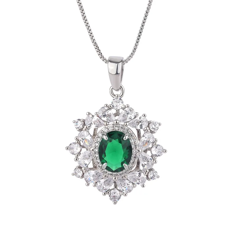 Sparkling Cubic Zirconia Lab Created Emerald Hoop Earrings Necklace Ring Jewelry Set For Women Popular Anniversary Gift