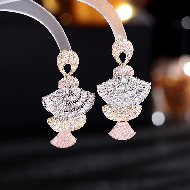 Women's Delicate Colorful Cubic Zirconia Tassel Earrings S925 Sterling Silver Fashionable Piercing Jewelry Gift for Anniversary