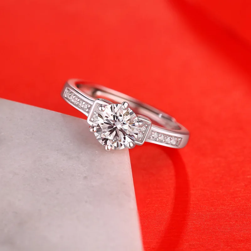 Dainty Six Claw 3ct D Color Moissanite 925 Silver Rings Original Certified Adjustable For Women Men Luxury Jewelry Accessories