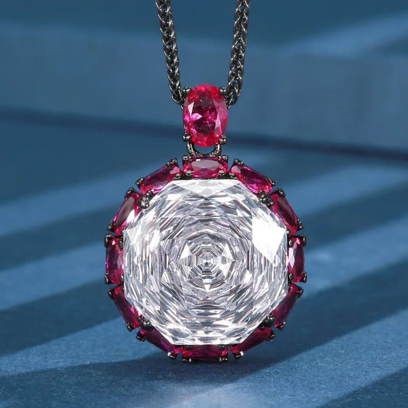 Rose Cut 18-16mm High Quality Zircon Round White Gold Plated Luxury Jewelry Set Wedding Party Fashion