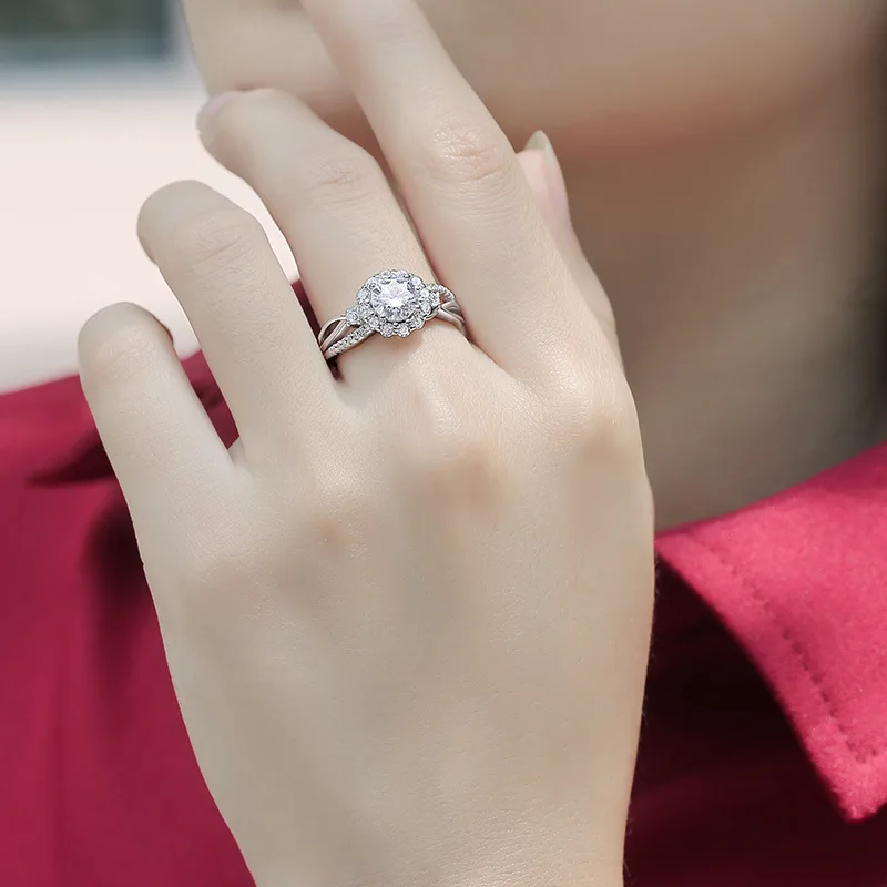 Dainty Twist Arm 1ct D Color Flower Moissanite Ring For Women 925 Sterling Silver Jewelry Real Certified Valentine's Day Gift