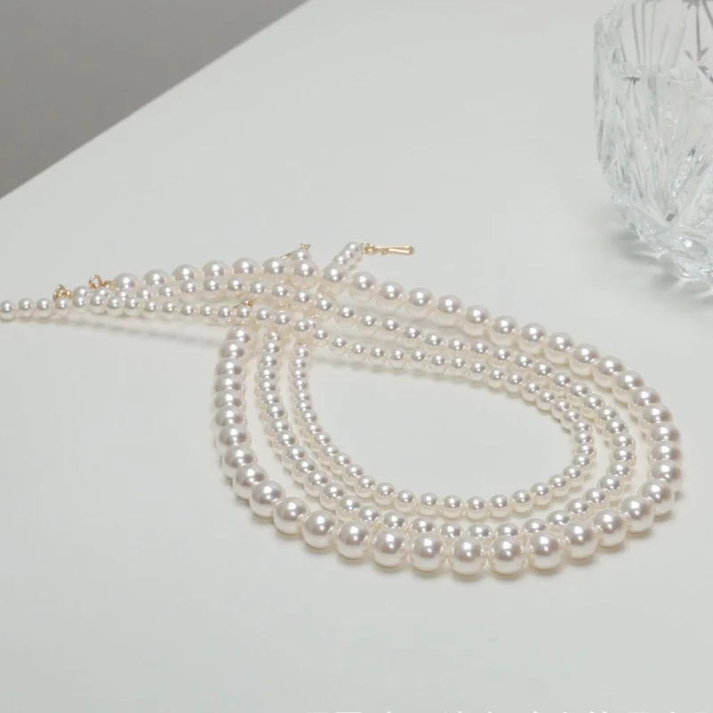 Pearl Necklace Collar Chain Vintage Fashion Simple Women Charm Jewelry Austrian Crystal Mother's Day Gift Wholesale Party