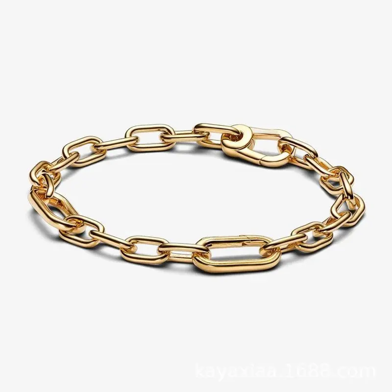 New ME Beaded Chain Bicolor Love Bracelet 925 Sterling Silver For Women Accessories Jewelry Making Christmas Gift Free Shipping