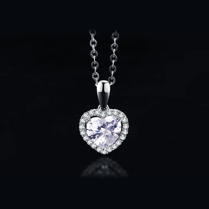Delicate Halo Square Heart Cubic Zirconia Pendant Necklace For Women Popular Adjustable Chain Anniversary Gift Girlfriend