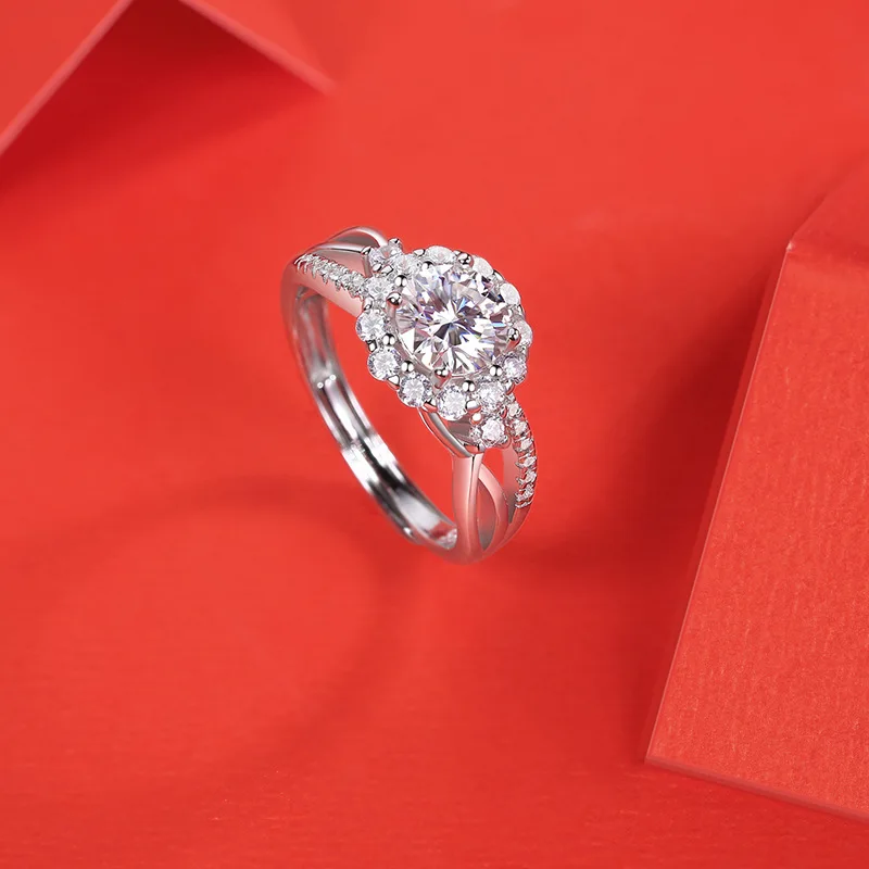 Dainty Twist Arm 1ct D Color Flower Moissanite Ring For Women 925 Sterling Silver Jewelry Real Certified Valentine's Day Gift