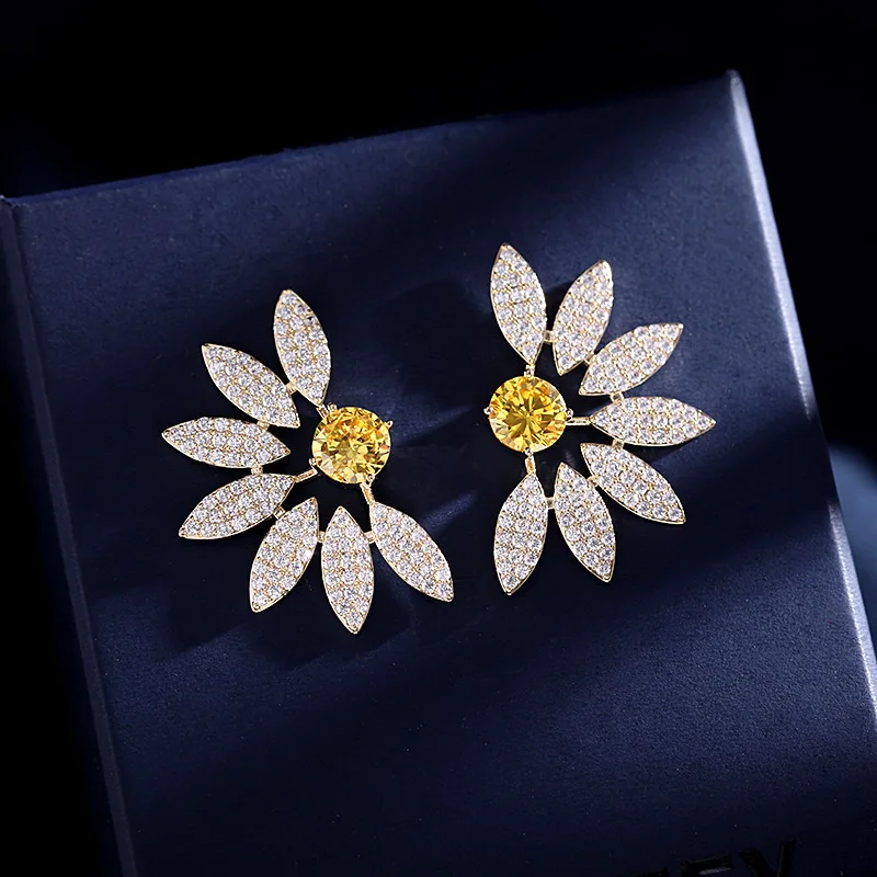 Micro Zircon Inlaid Colorful Flower Butterfly Earrings For Women Female Real Ag Needle Retro Hqd Jewelry New Trend Gift