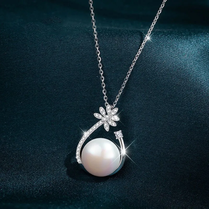 Artificial White Pearl Jewelry Set Zircon Drop Pendant Necklace Earrings For Women Popular Engagement Wedding Gift Girl