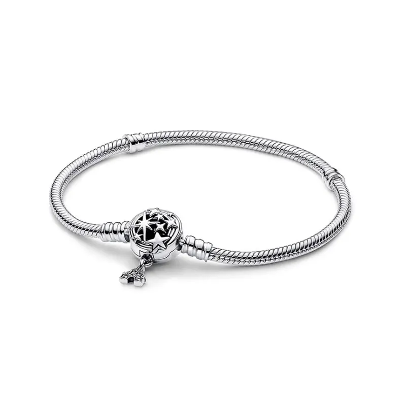 Silver Plated Copper Alloy Women Snake Charm Bracelet DIY Man Fit Original Beads Jewel
