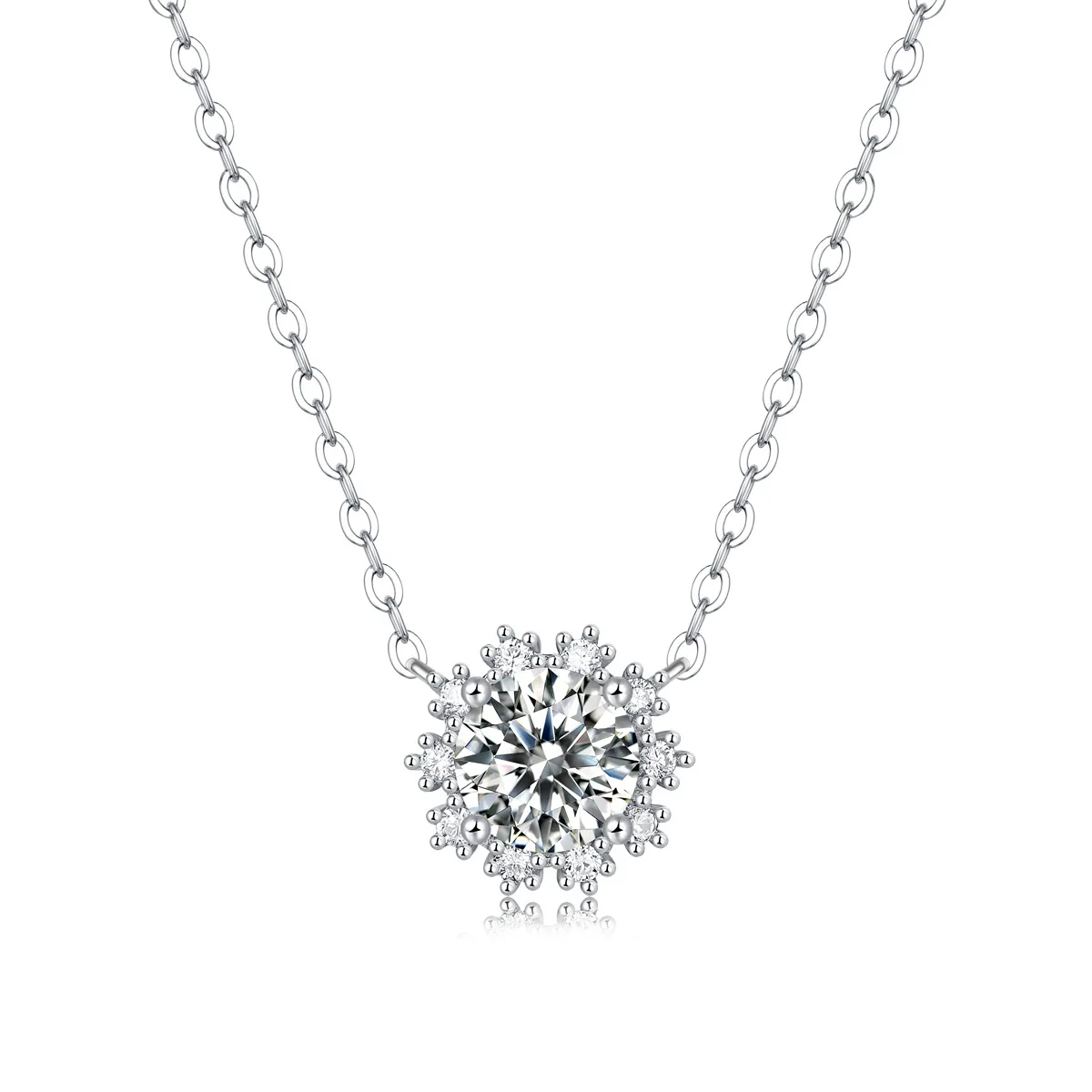 Authentic 925 Sterling Silver Chain Dazzling Snowflake Moissanite Pendant Graceful Luxury Quality Jewelry With Certificate