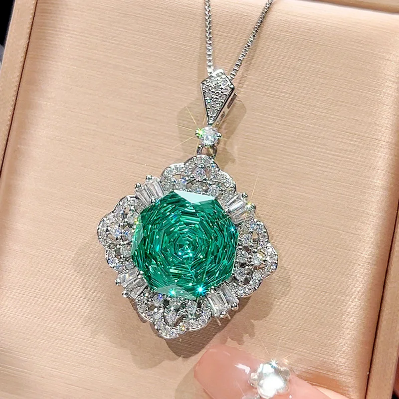 Millennium Cut 16-10mm High Quality Zircon Para Green White Gold Plated Elegant Jewelry Set Retro Trendy