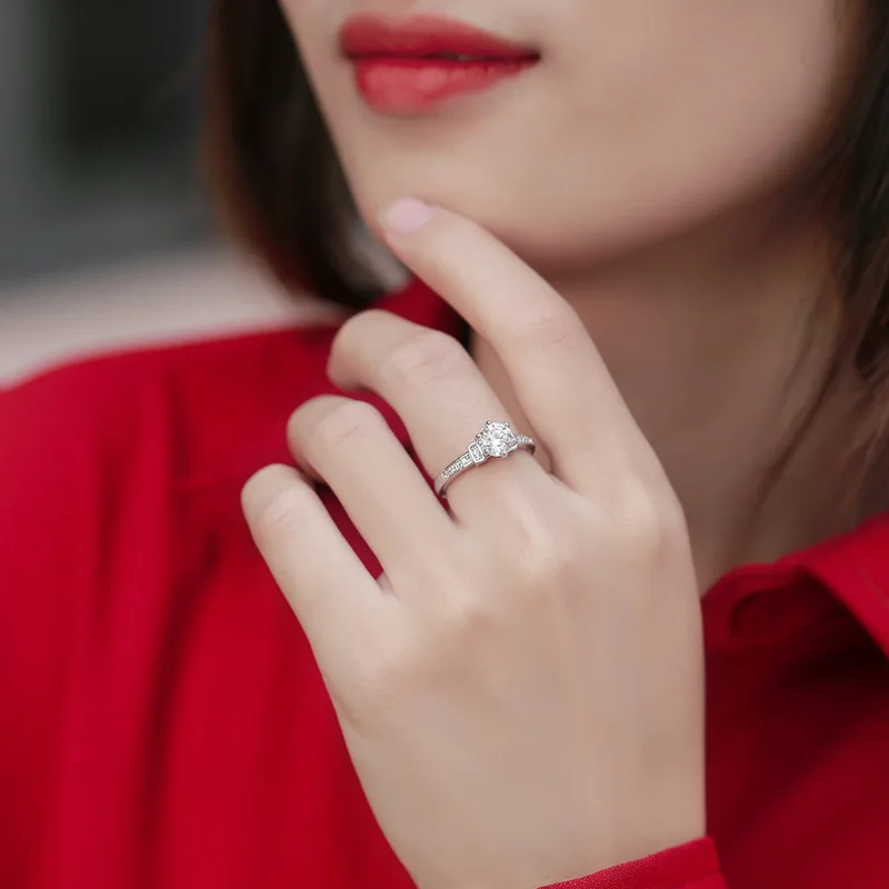 Dainty Six Claw 3ct D Color Moissanite 925 Silver Rings Original Certified Adjustable For Women Men Luxury Jewelry Accessories