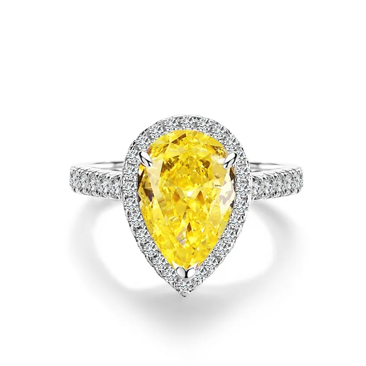 Yellow 5A Zircon S925 Sterling Silver Square Radiant Cut Ring For Women Girl Ice Flowers Wedding Ring Luxury Fine Jewelry Gift