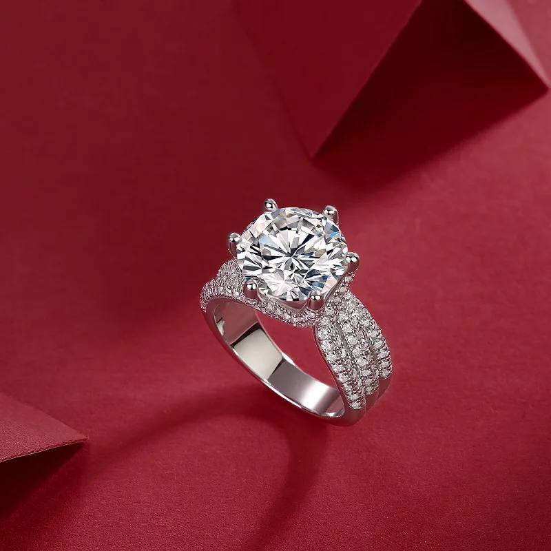 Classic Six Claw 5ct D Color Moissanite Sterling Silver 925 Couple Rings For Women Luxury Jewelry Accessories Engagement Wedding