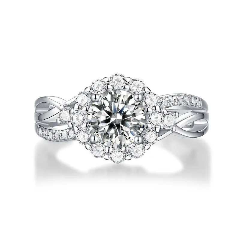 Dainty Twist Arm 1ct D Color Flower Moissanite Ring For Women 925 Sterling Silver Jewelry Real Certified Valentine's Day Gift