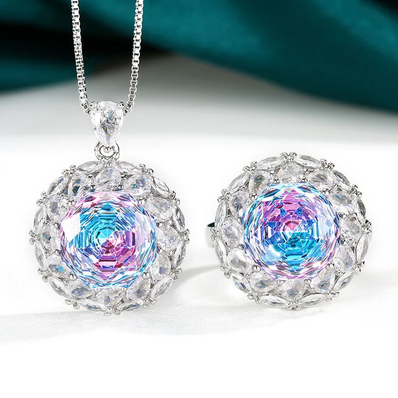 Millennium Cut 12mm High Quality Zircon Gradient White Gold Plated Elegant Jewelry Set Bridal Party Gift Best Selling
