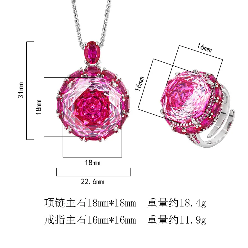 Rose Cut 18-16mm High Quality Zircon Para Green White Gold Plated Luxury Jewelry Set Hot Trendy Statement