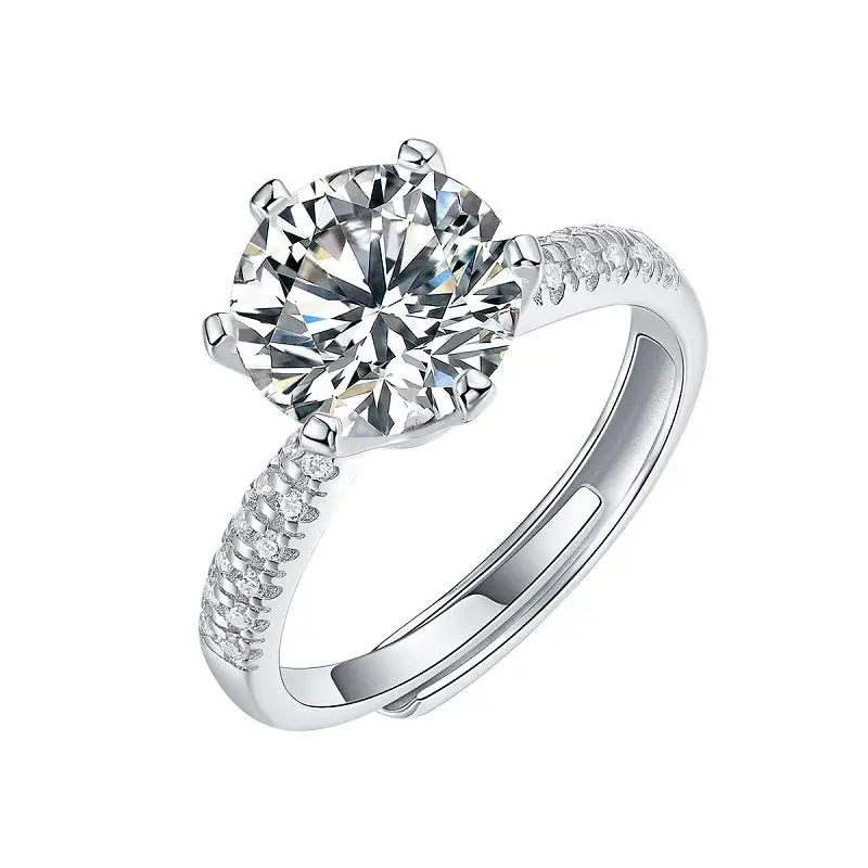 Elegant Six Claw 0.5ct 1ct 2ct 3ct D Color Moissanite Ring For Women S925 Sterling Silver Jewelry Real Certified Engagement Wedding Gift Lover