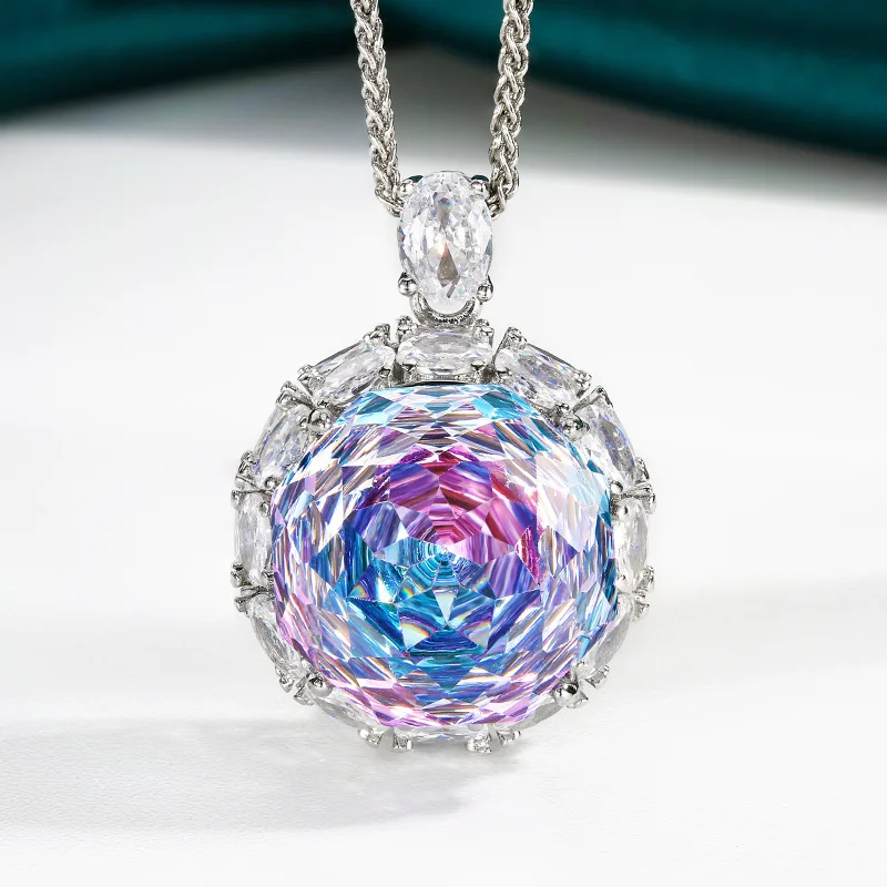 Rose Cut 18-16mm High Quality Zircon Dragon Fruit White Gold Plated Elegant Jewelry Set Wedding Party Fashion