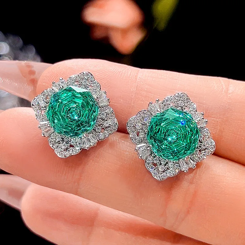 Millennium Cut 16-10mm High Quality Zircon Para Green White Gold Plated Elegant Jewelry Set Retro Trendy