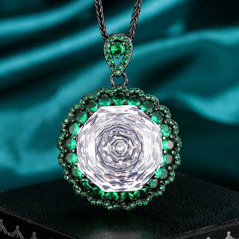 Rose Cut 18mm High Quality Zircon Dragon Fruit White Gold Plated Luxury Fashion Jewelry Set Wedding Party Gift Trendy Elegant