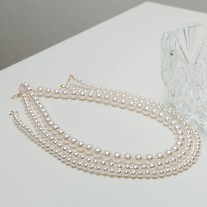 Pearl Necklace Collar Chain Vintage Fashion Simple Women Charm Jewelry Austrian Crystal Mother's Day Gift Wholesale Party