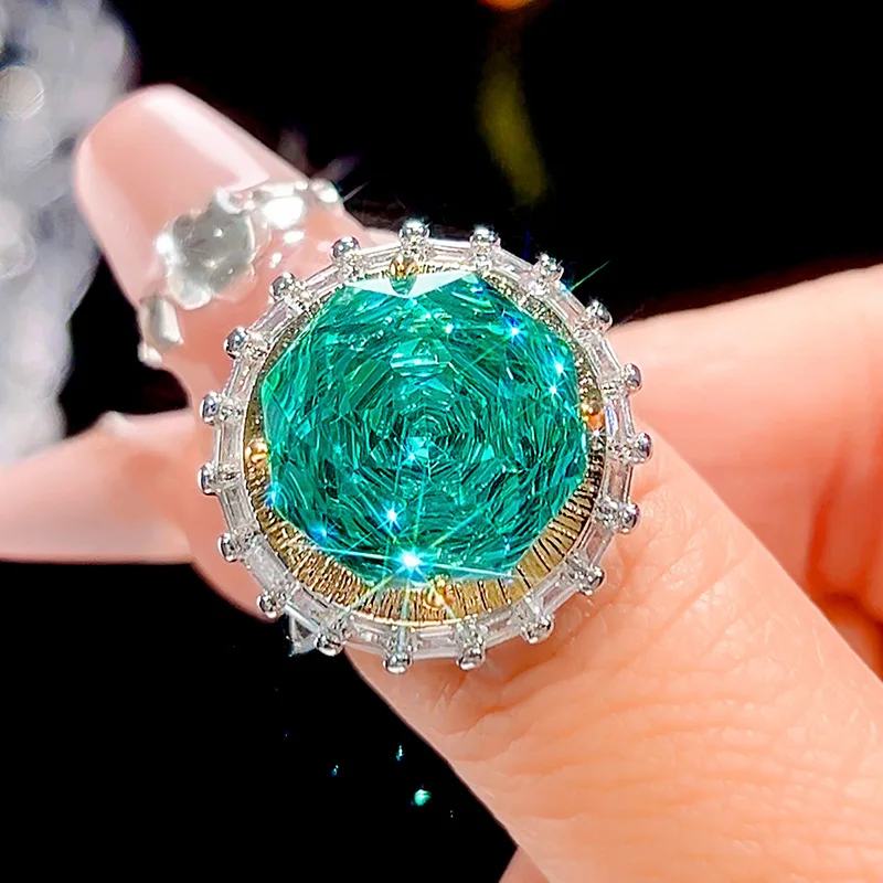 High Quality Zircon Millennium Cut 14-10mm round Jewelry Set White Gold Plated Retro Trendy Para Green