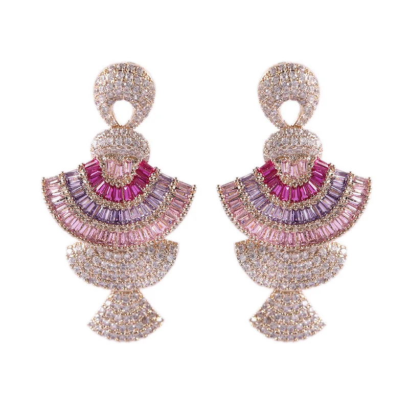 Women's Delicate Colorful Cubic Zirconia Tassel Earrings S925 Sterling Silver Fashionable Piercing Jewelry Gift for Anniversary