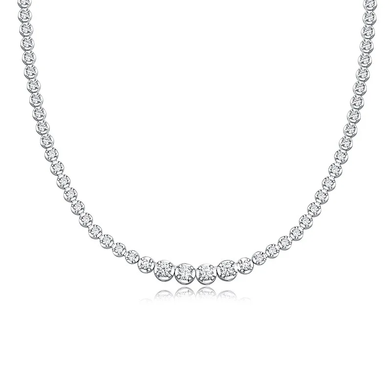 Elegant Full Moissanite Necklace For Women 925 Sterling Silver Tennis Chain Luxury Designer Jewelry Popular Anniversary