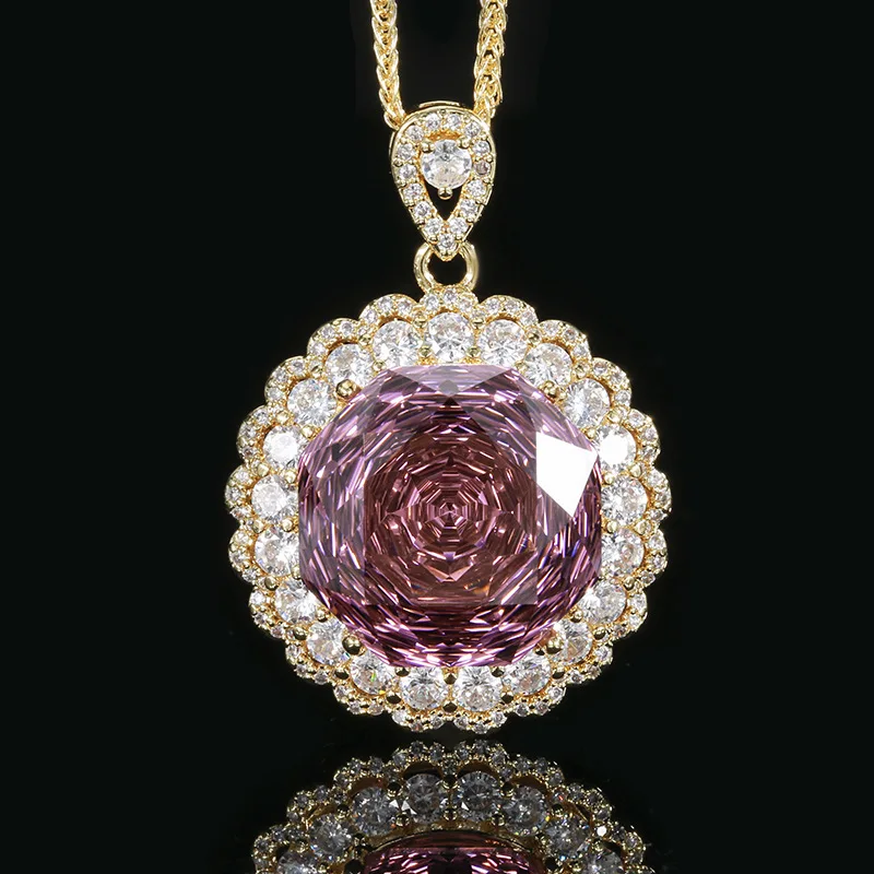 Rose Cut 18mm High Quality Zircon Gold Tone White Gold Plated Luxury J