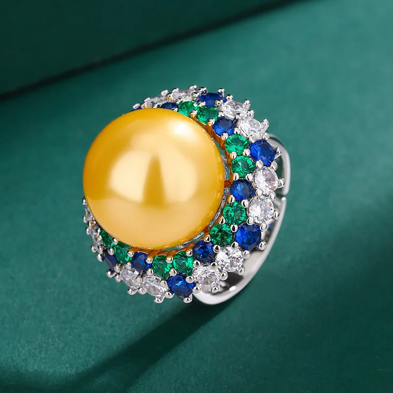 Pearl Necklace Jewelry Sets For Women Silver Needle Tahiti Earrings Set Emerald Zircon Rings Mothers Day Gift Set Luxury Charm