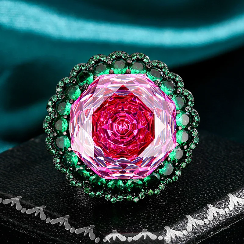 Rose Cut 18mm High Quality Zircon Dragon Fruit White Gold Plated Luxury Fashion Jewelry Set Wedding Party Gift Trendy Elegant