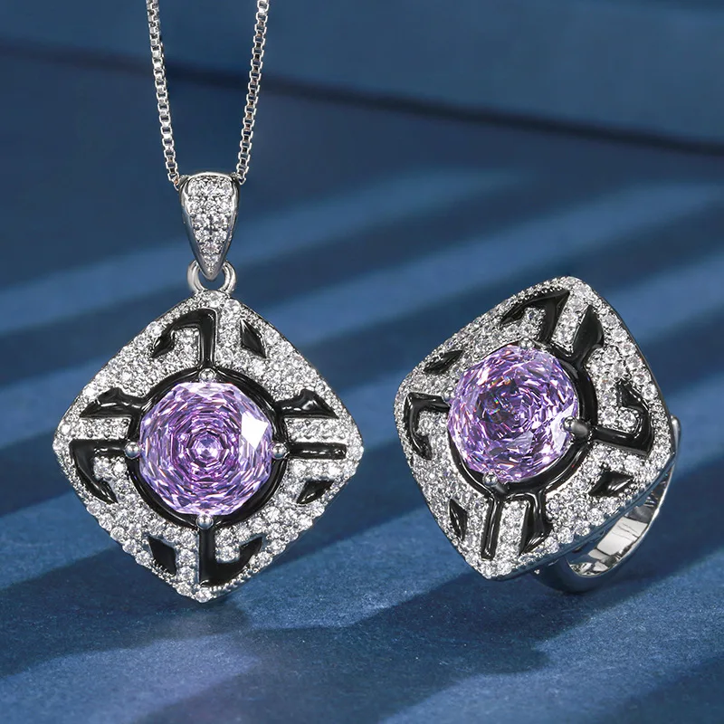 Rose Cut 10mm High Quality Zircon Round White Gold Plated Elegant Jewelry Set Bridal Wedding Trendy