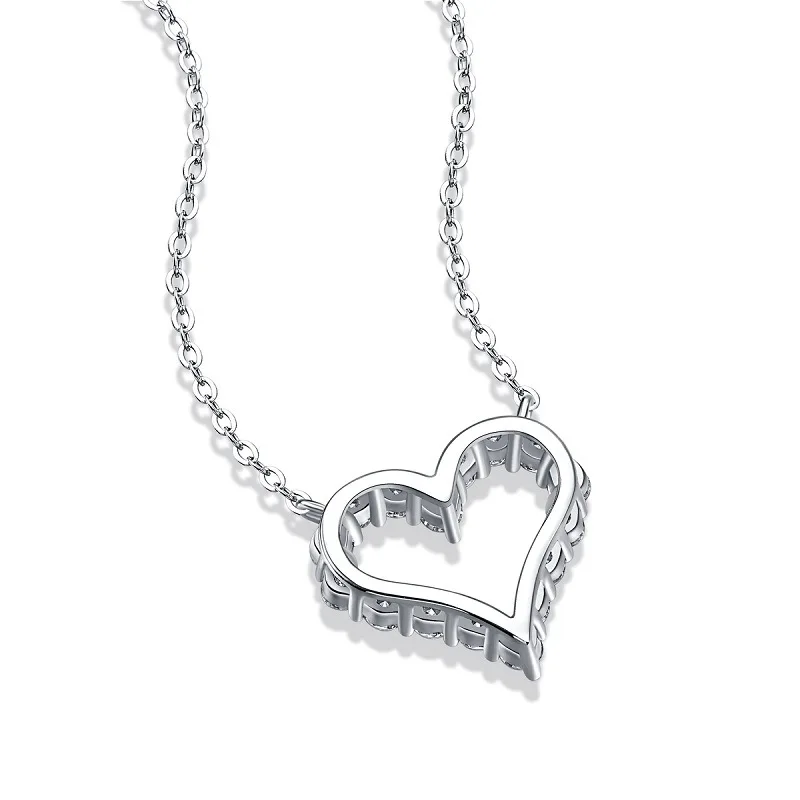 12.8ct Moissanite Heart Pendant Necklace 45cm Real Silver Chain 925 For Women Luxury Popular Engagement Wedding Gift