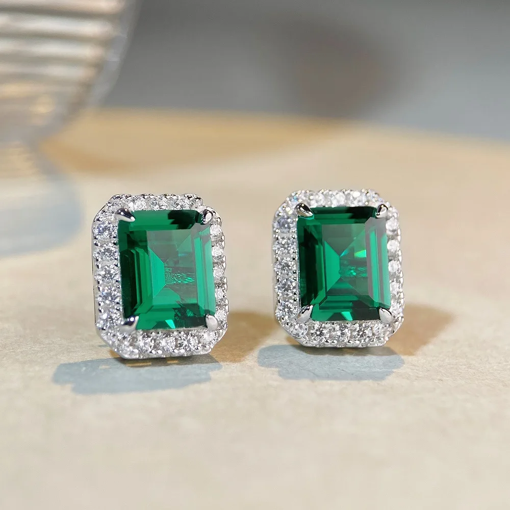 2024 New 3 Carat Emerald Earrings Necklace Set For Women Noble Luxury High Carbon Full Diamond Mother's Day Gift Wedding Banquet