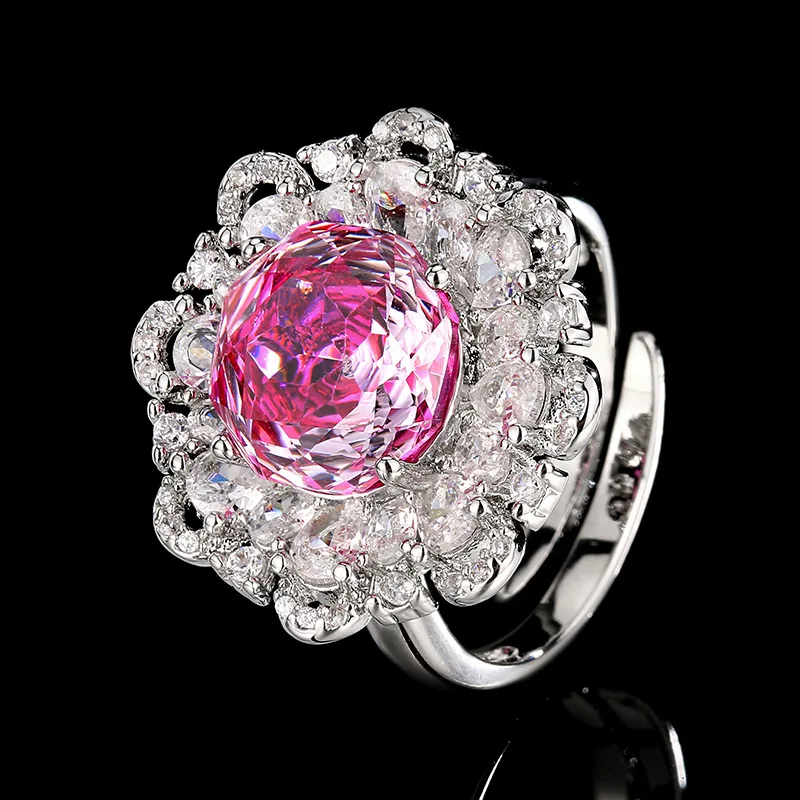 Millennium Cut 12-10mm High Quality Zircon Dragon Fruit White Gold Plated Flower Jewelry Set Bridal Wedding Gift Elegant