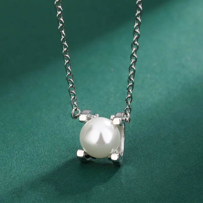 Pearl Jewelry Set S925 Silver Needle Shell Pearl Earring Light Luxury Pendant With Collar Chain New Necklace Mother's Day Gift