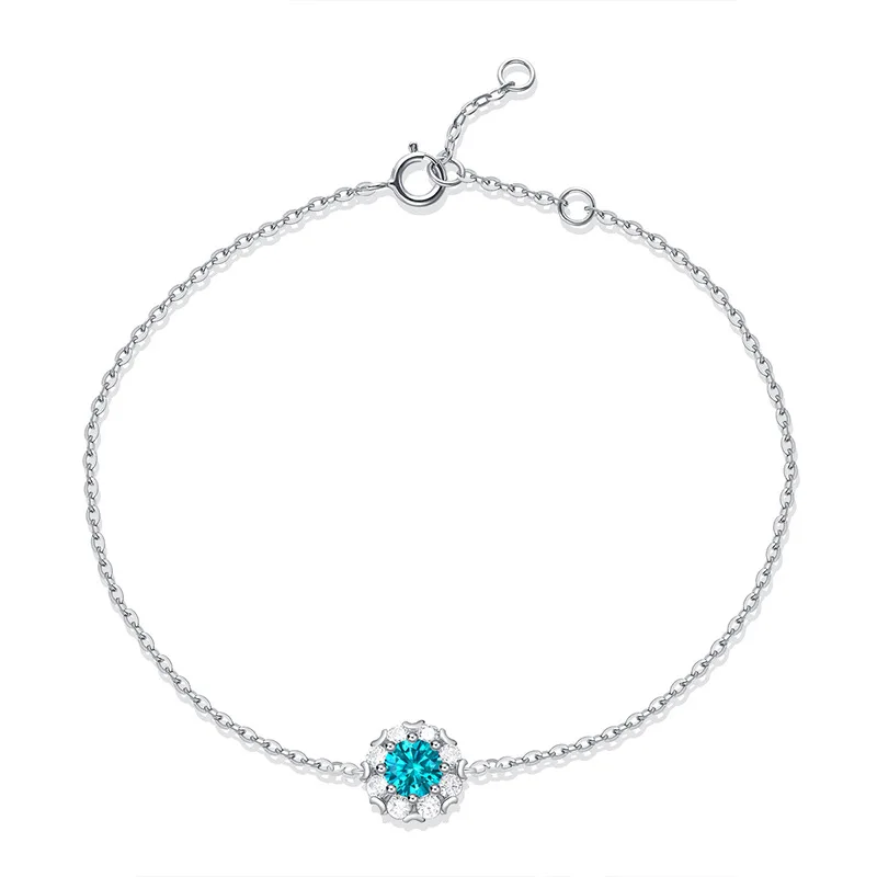 Graceful 0.5ct Snowflake Moissanite S925 Sterling Silver Bracelet For Women 16-19cm Adjustable Chain Valentine's Day Gift Girl