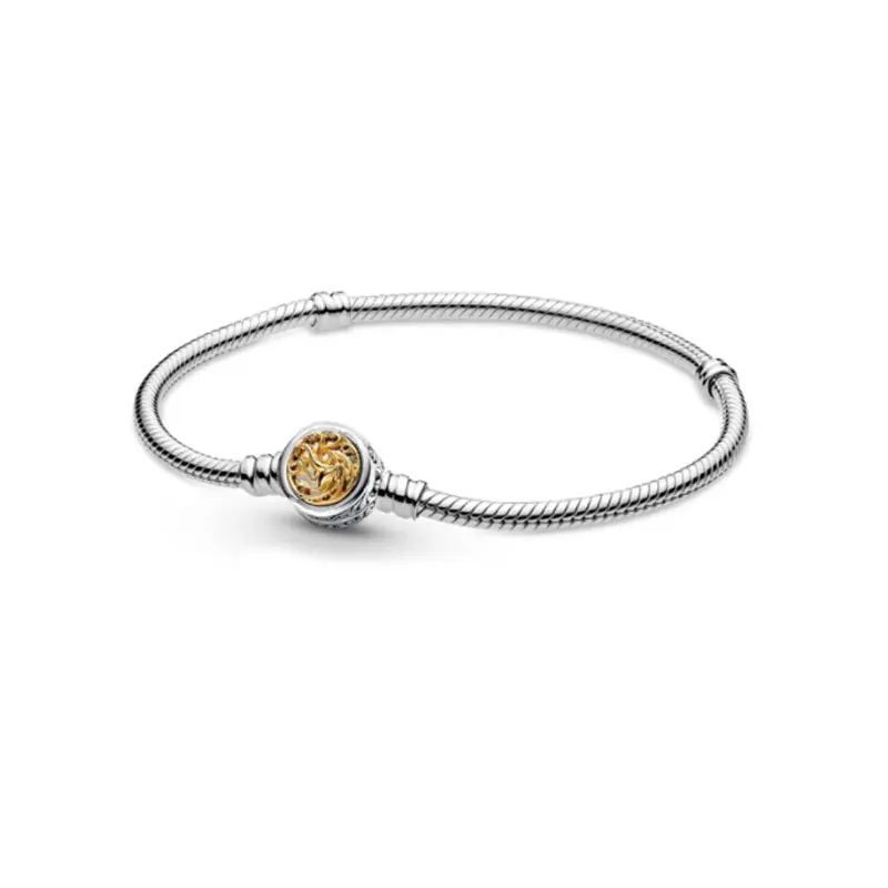 Silver 925 Women Snake Charm Bracelet DIY Man Fit Original Beads Jewelry Making Heart Shaped Daisy Chain Buckle Bone Party