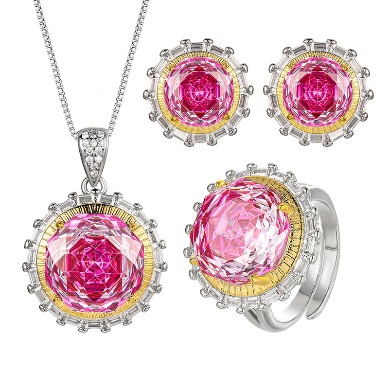 Millennium Cut 14-10mm High Quality Zircon Dragon Fruit White Gold Plated Round Jewelry Set Daily Trendy