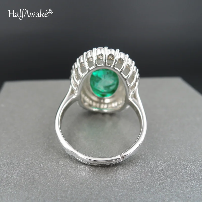Hot Oval Emerald Paraiba Ruby Big Ring For Women Wedding Party Evening Dress Retro Gemstone Massive Zircon Around Fine Jewelry